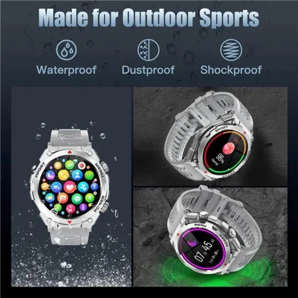 Military Smart Watch, 1.52-Inch Touch Screen Tactical Smartwatch with Text and - Picture 5 of 6